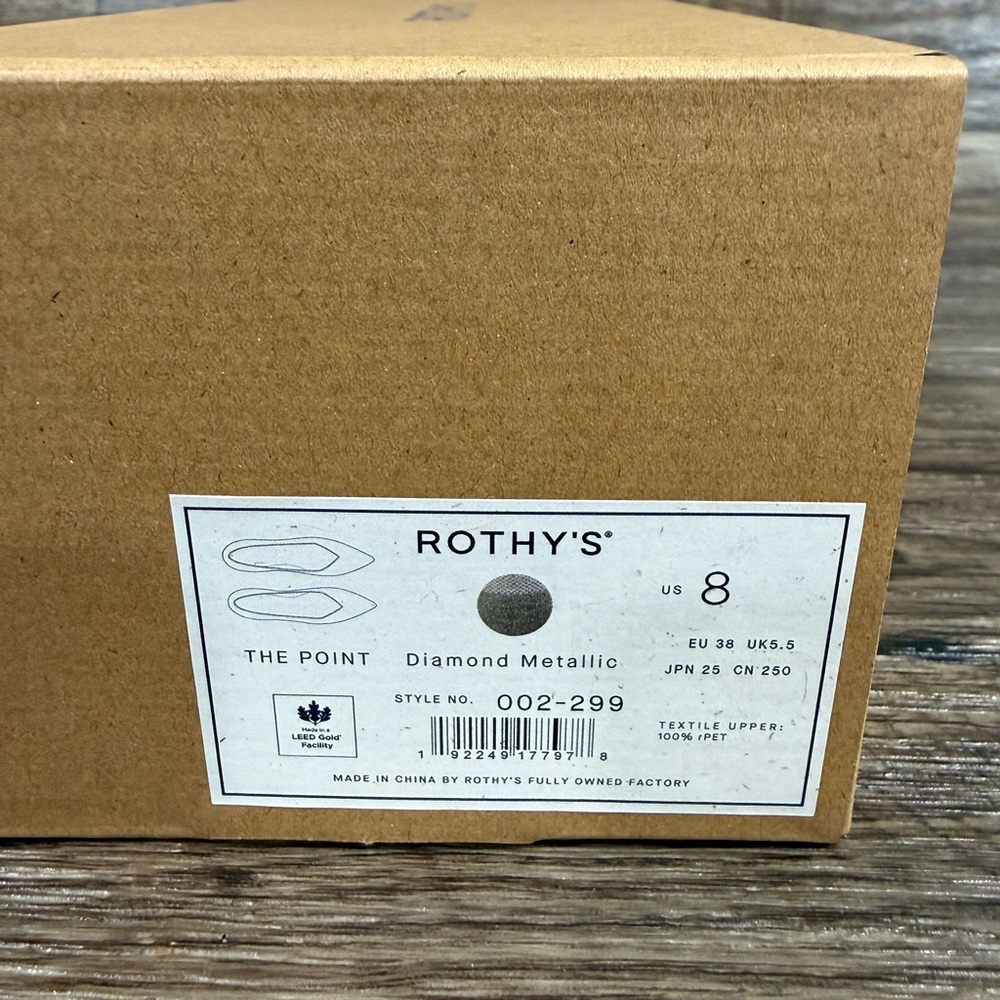 Rothys The Point Diamond Metallic Flat Shoe NEW SZ 8 - Picture 13 of 15